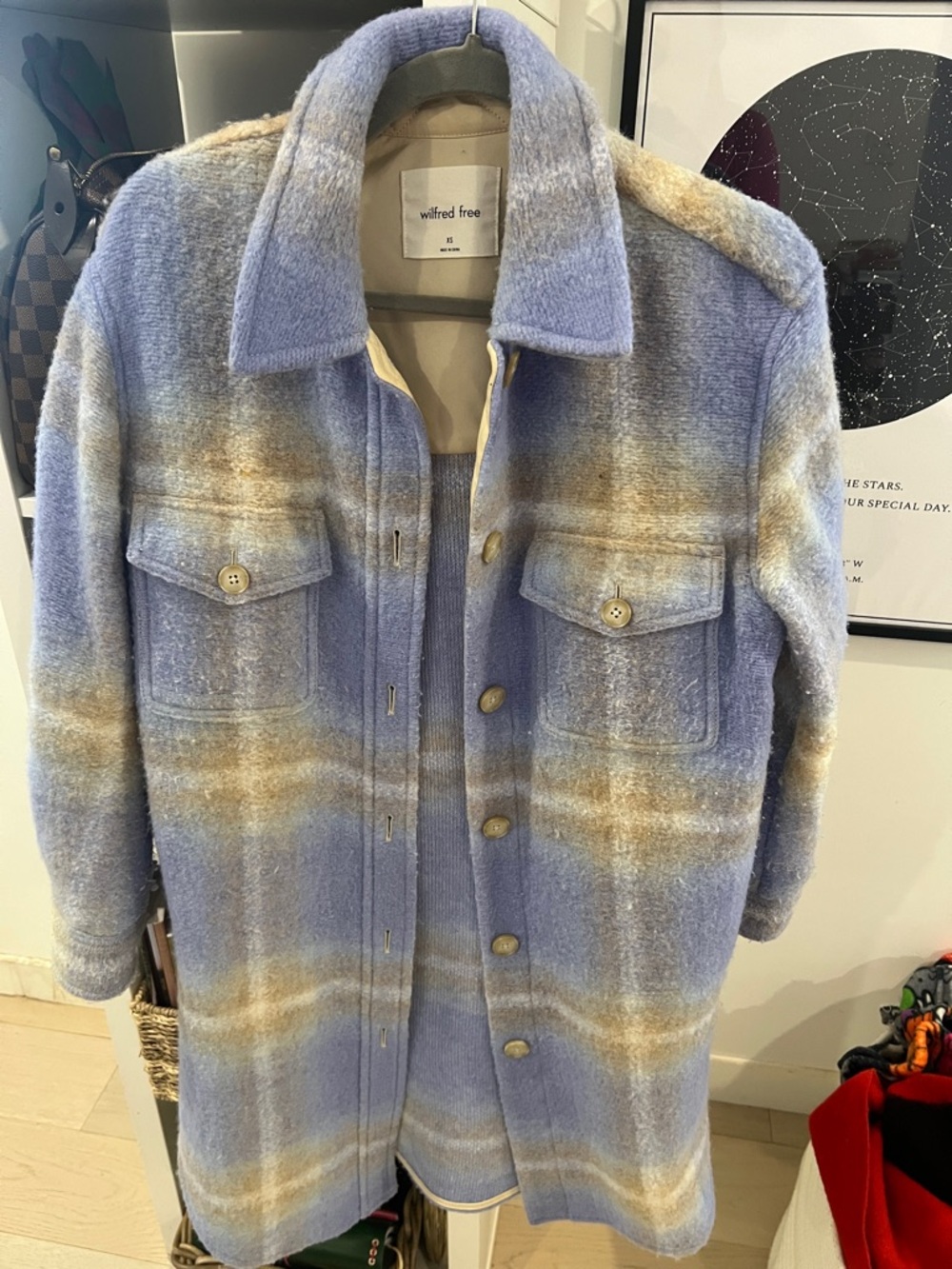 Wilfred Multicolor Plaid Long Utility Jacket